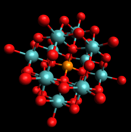リン酸とモリブデン酸の複合体の分子構造の写真